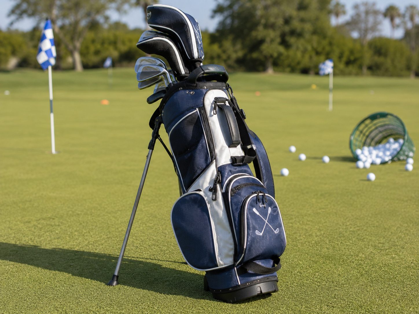 Custom embroidered junior golf bag sized for youth players, branded for junior team or camp
